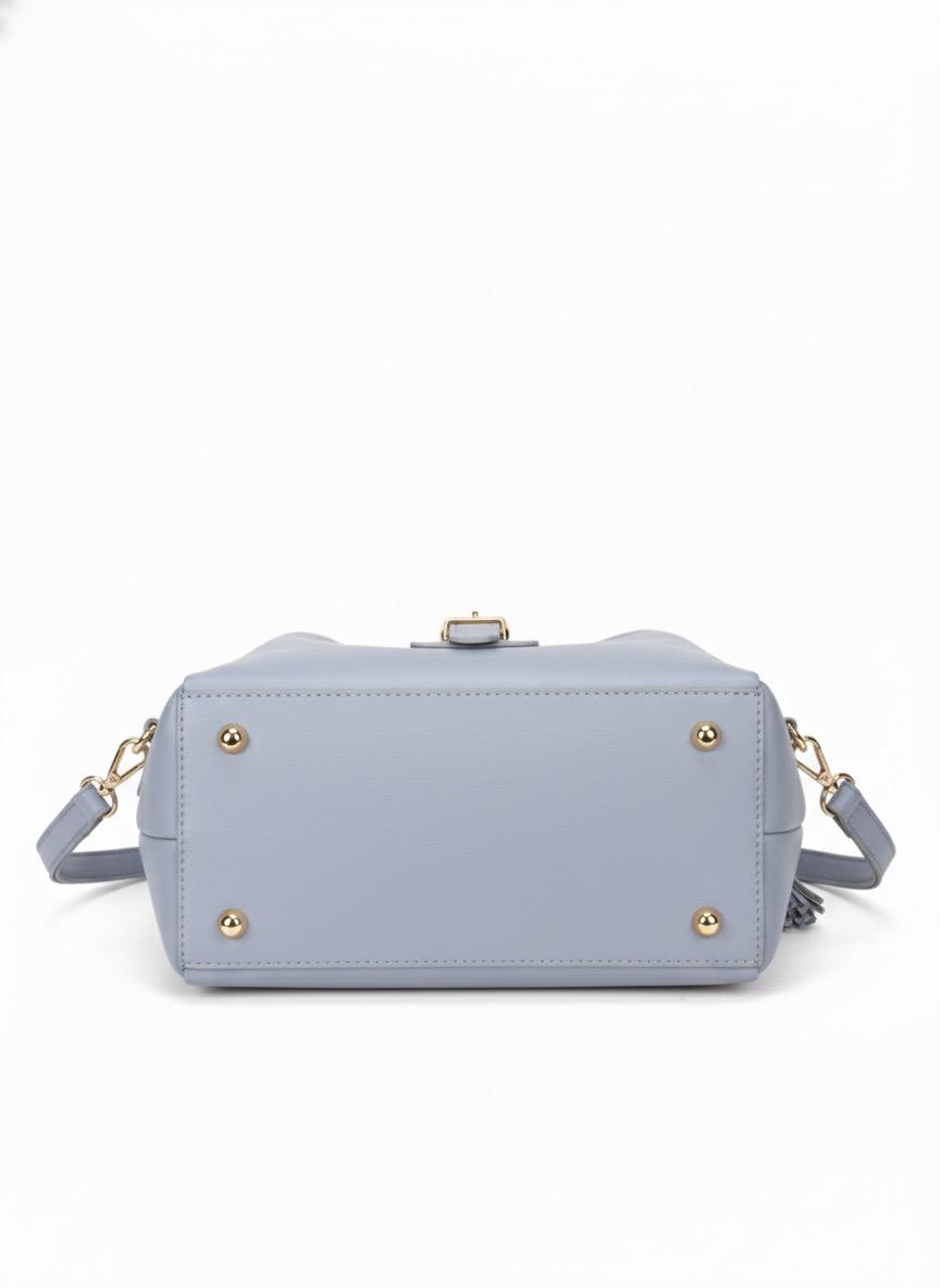 Elegant Pastel Blue Buckle Detail Handbag - Image 4